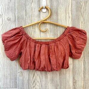 FREE PEOPLE BEACH Balloon Bubble Style Crop Top Size Small Stretchy Soft…